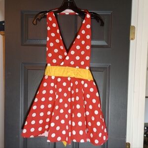 Retro Polka Dot Minnie Mickey Mouse Apron MCM Housewife Cosplay Costume Dress OS